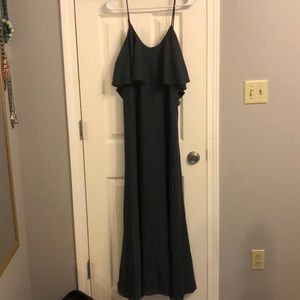 Tiered dark green maxi dress